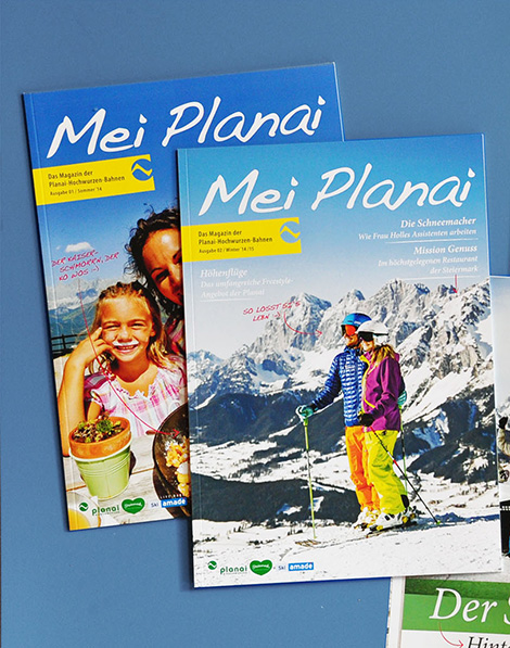 Magazindesign für Schigebiet